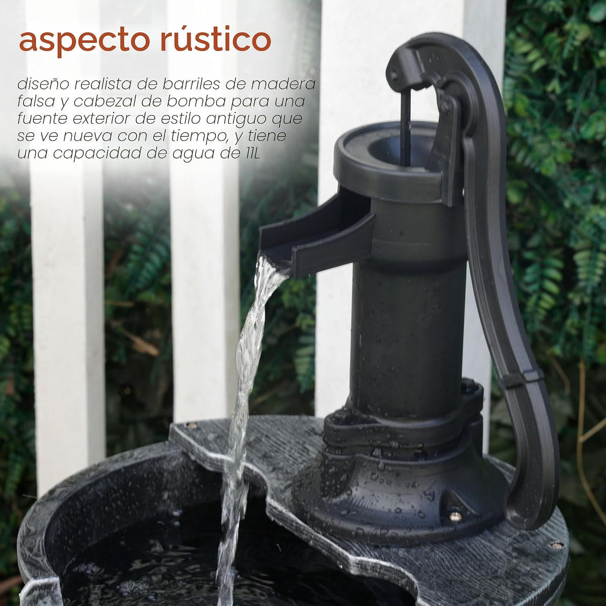 Alpine Corporation Fuente de Agua Rústica para Exteriores de 2 Nive...