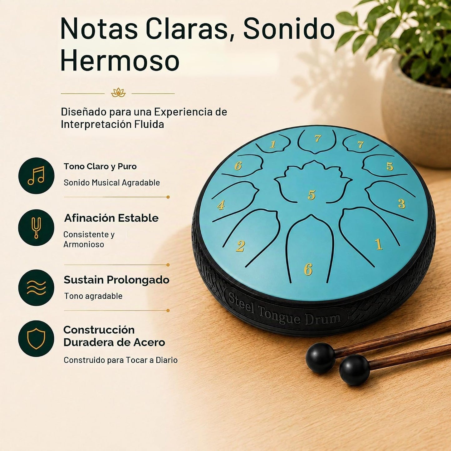 Tambor de Lengua de Acero de 6.5 Pulgadas 11 Notas \u2013 Instrumen...