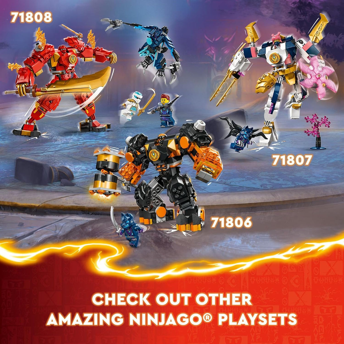 LEGO NINJAGO Cole's Elemental Earth Mech Mini Ninja juguete, fi...