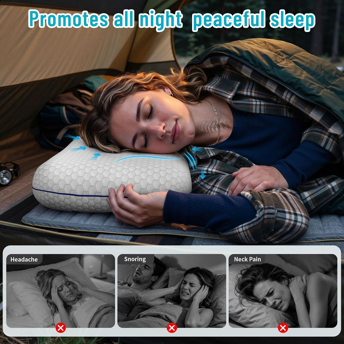 CushyOasis Almohadas de espuma viscoelástica para dormir, almohada...