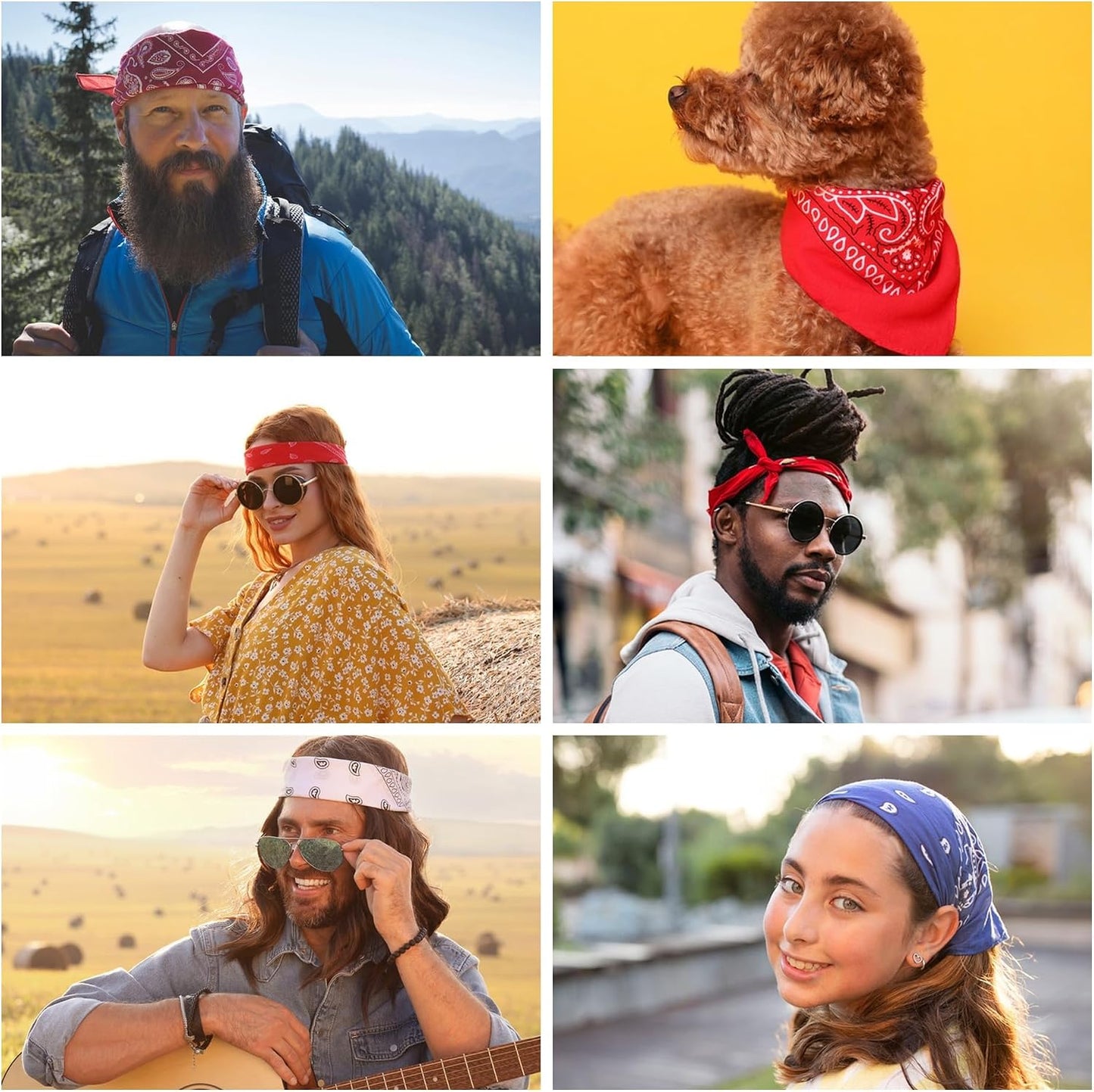 BOOMIBOO 12 bandanas para hombres y mujeres, diadema 100% suave par...