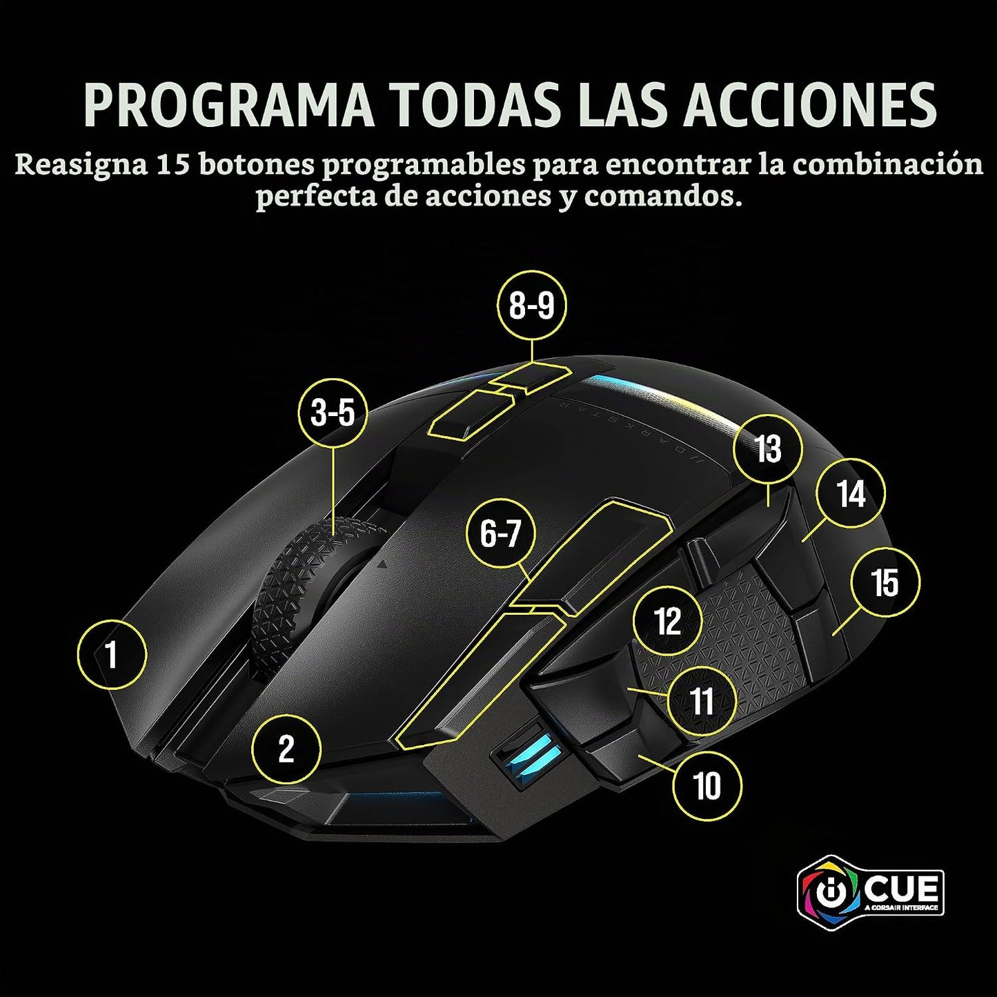 Corsair DARKSTAR - Mouse inalámbrico RGB para juegos MMO, MOBA - 26...