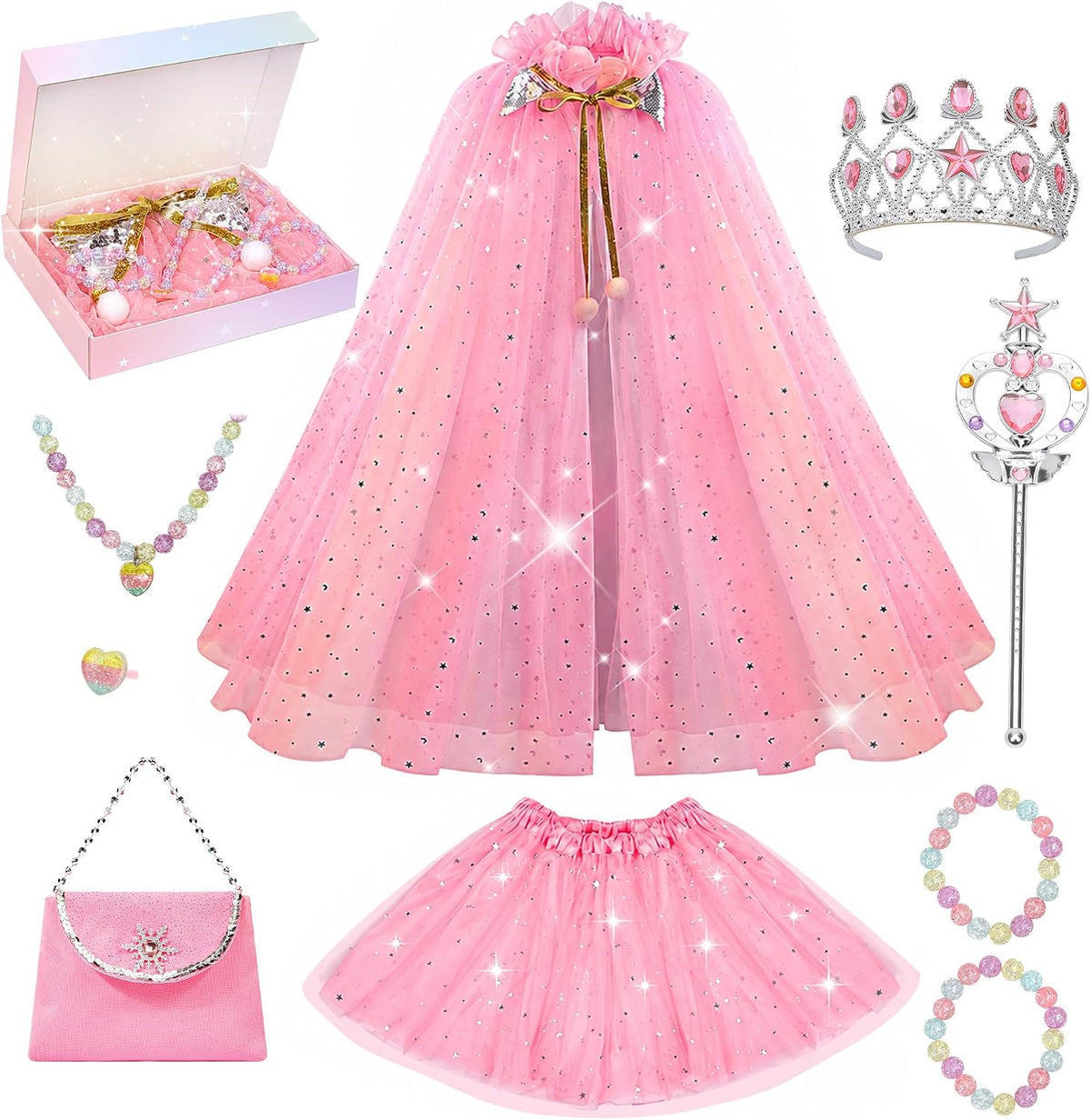 Meland Ropa de princesa para niña, 11 piezas de capa de princesa co...