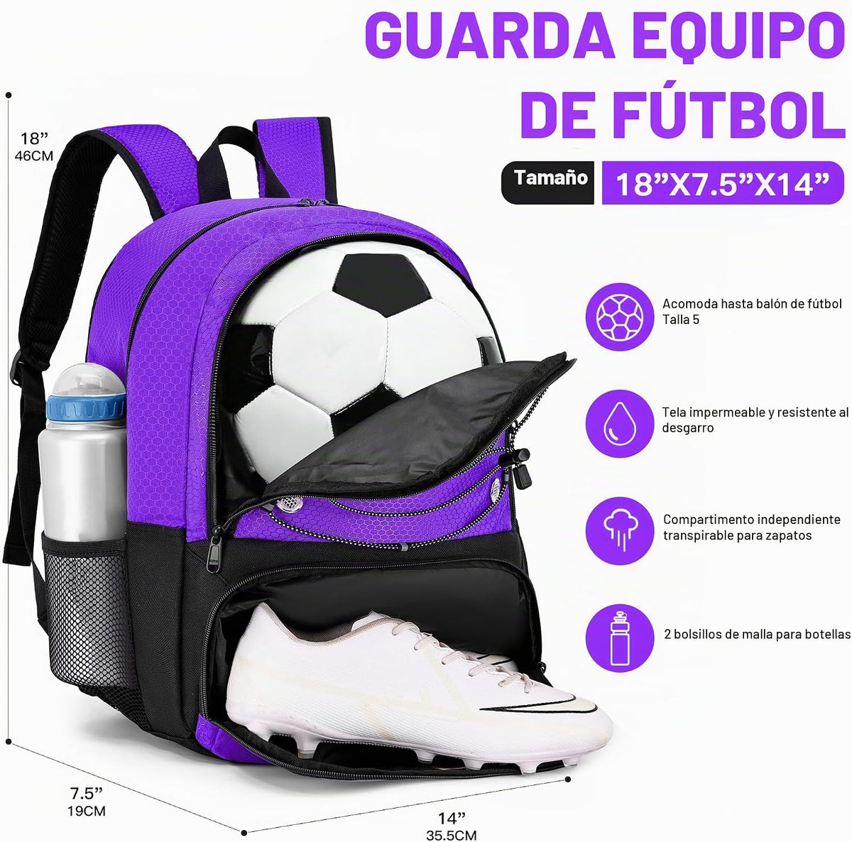 Hsmihair - Mochila de fútbol juvenil - Mochila para fútbol y balonc...