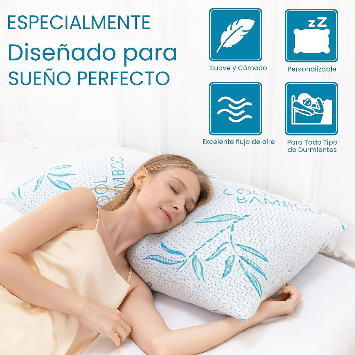 Paquete de 2 almohadas de rayón de tamaño estándar derivadas de bam...