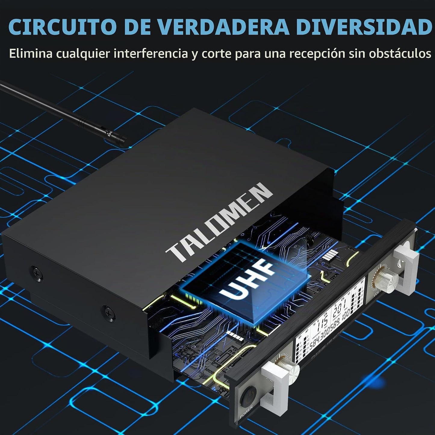 talomen Sistema de micrófono inalámbrico, UHF Dual Channel Handheld...