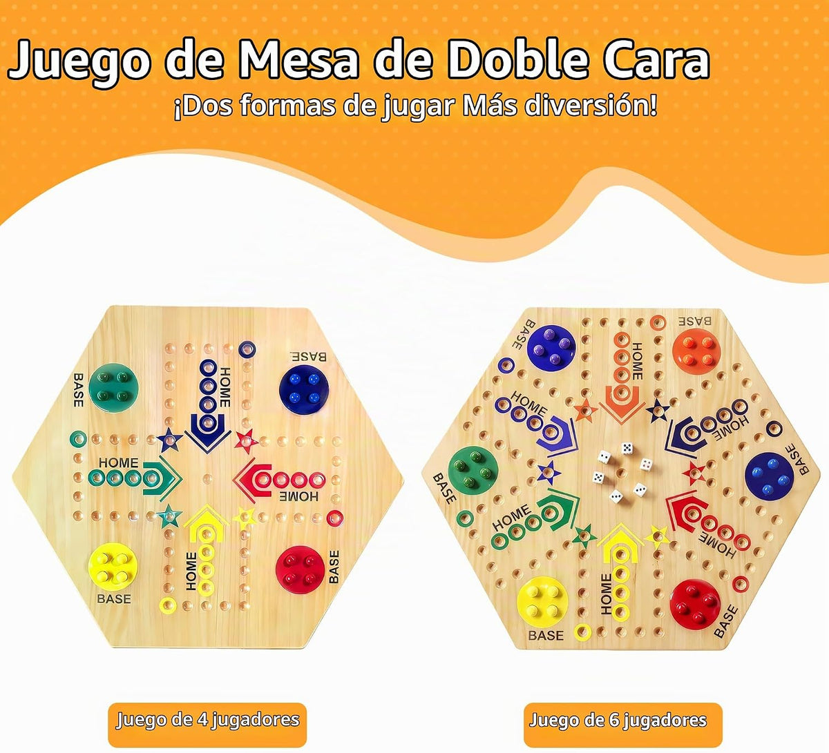 Juego de Mesa de Madera, Juego de Canicas Original de Doble Cara Pi...