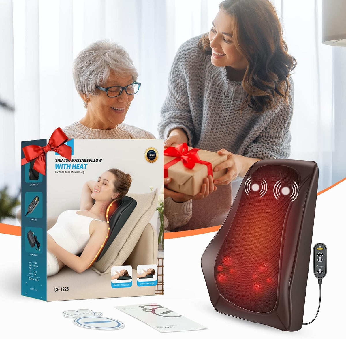 COMFIER - Almohada Masajeadora de Espalda con Calor, Masajeador de...