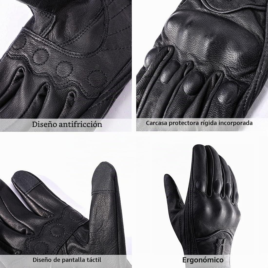 Harssidanzar Guantes de moto para mujer, guantes de cuero para moto...
