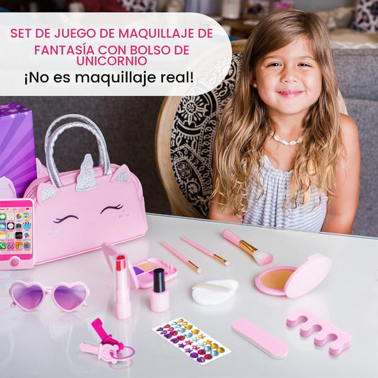 Kit de maquillaje de juego de simulación para niñas pequeñas con bo...