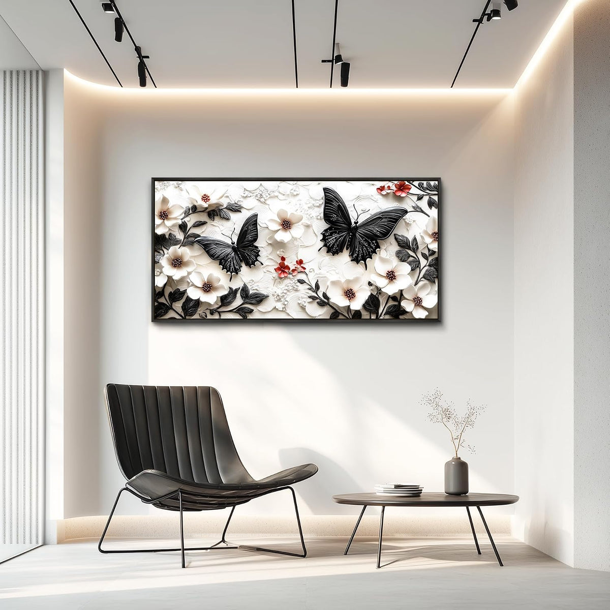 XIGUANGART Arte de pared de mariposa negra para sala de estar, deco...