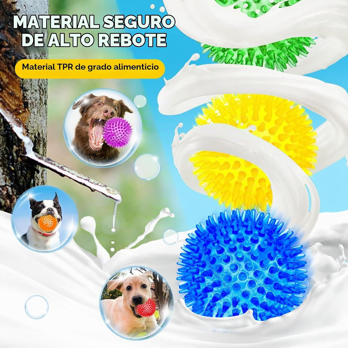 SHARLOVY Pelota de juguetes para perros grandes de 3.5", paquet...