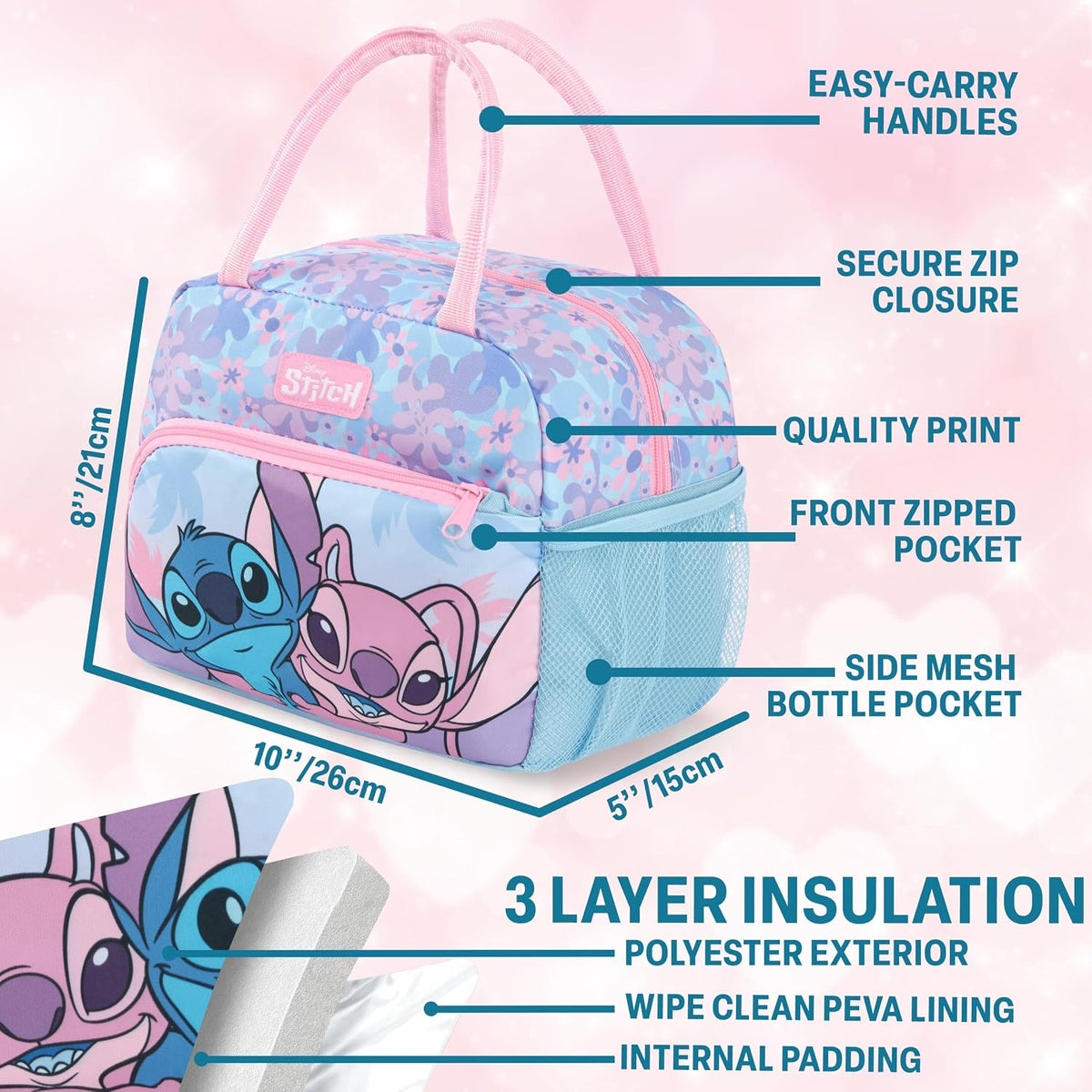 Get Trend Disney Stitch Girls Bolsa de almuerzo con aislamiento, út...