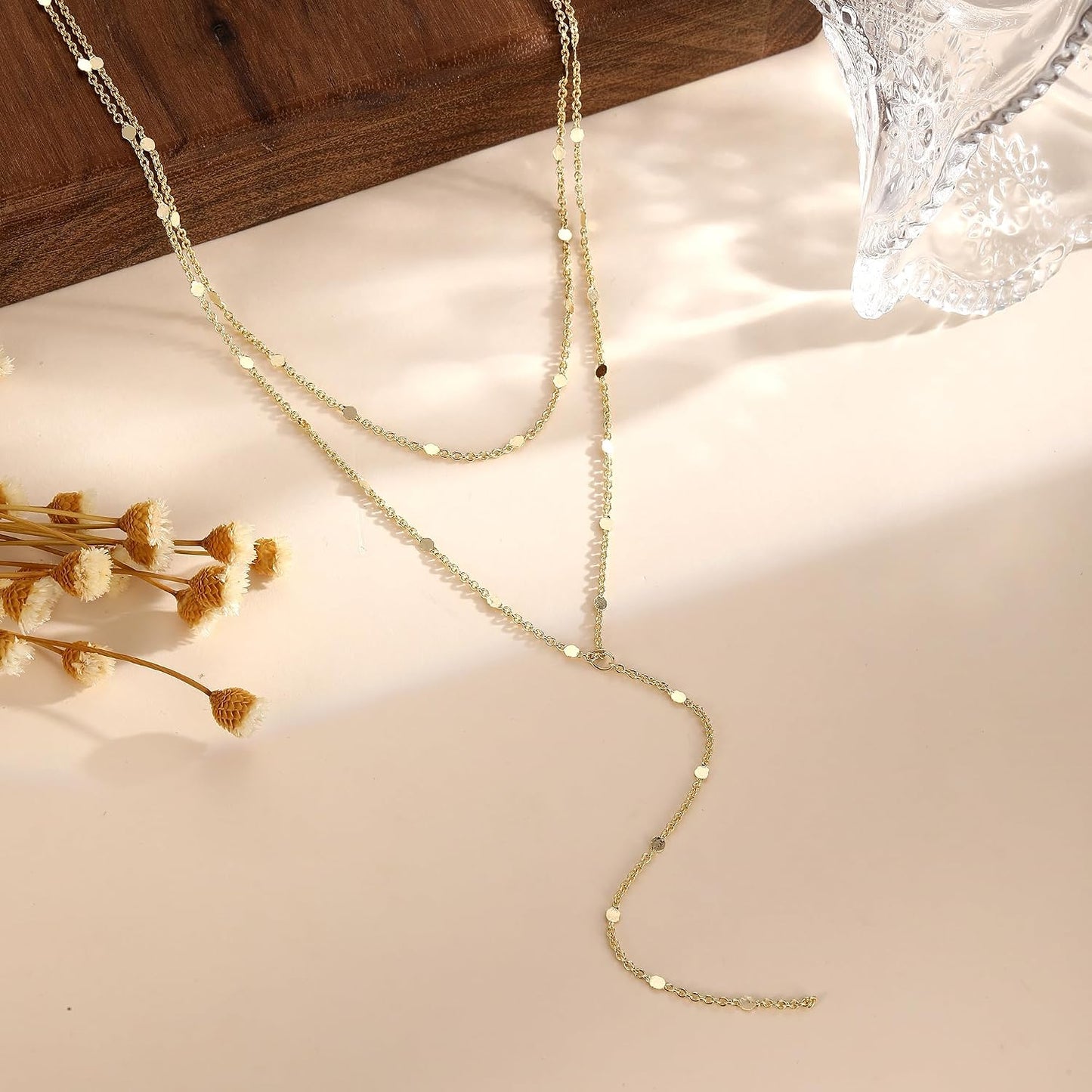 Remmocy Collar de oro y plata para mujer, chapado en oro de 14 quil...