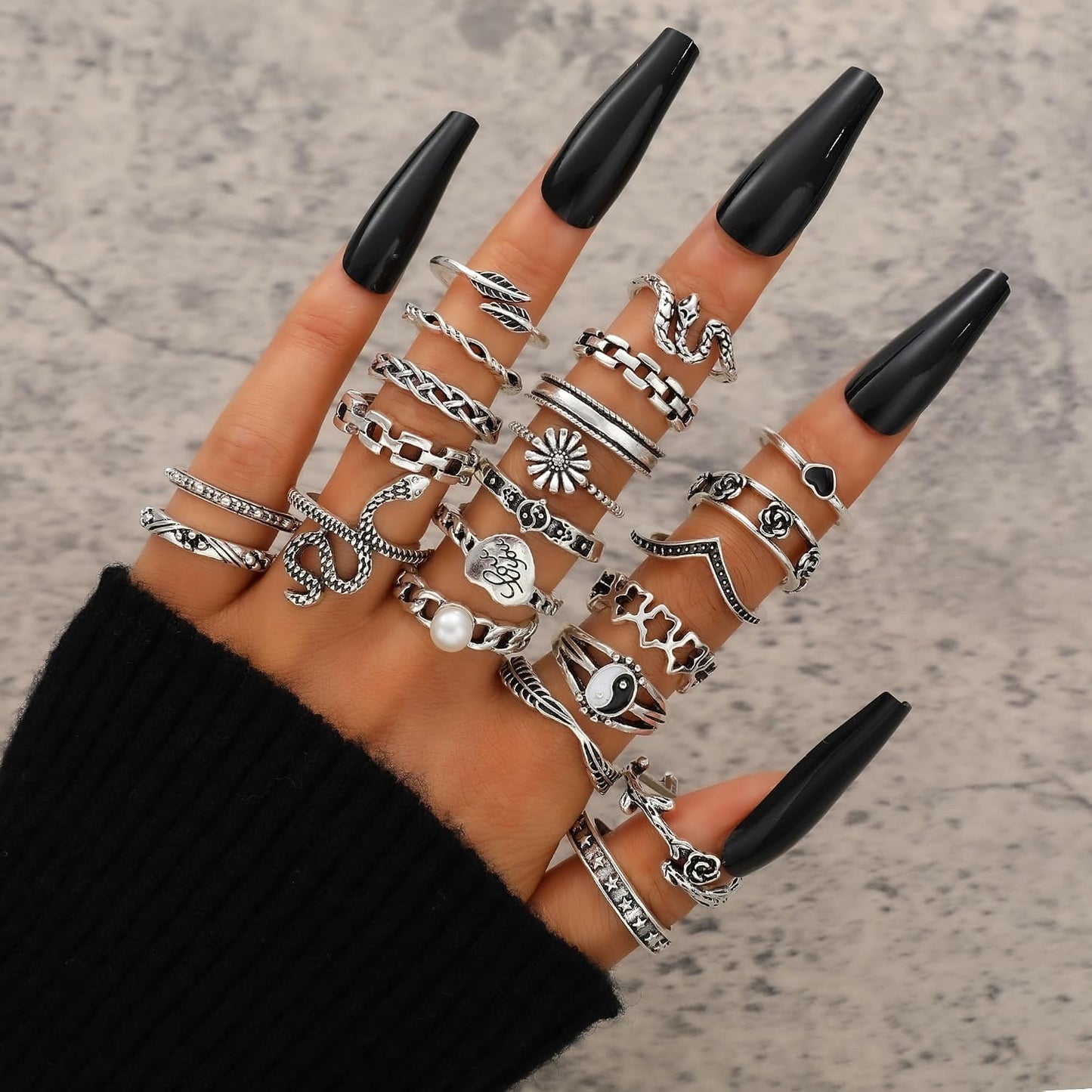 YEEZII Juego de 68 anillos para nudillos, dorados, para mujeres, ap...