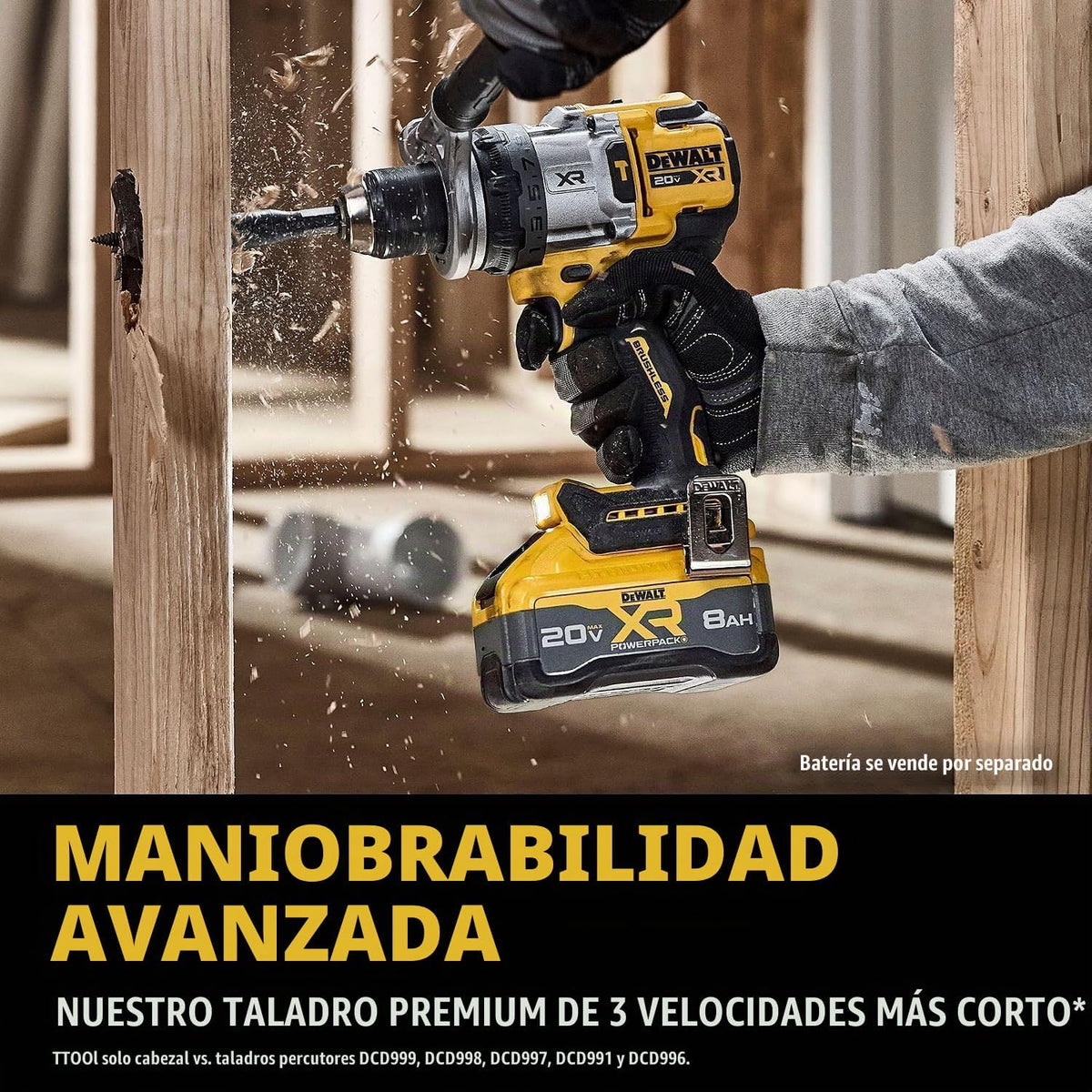 DEWALT Taladro de martillo inalámbrico de 1\/2 pulgada MAX XR de 20...