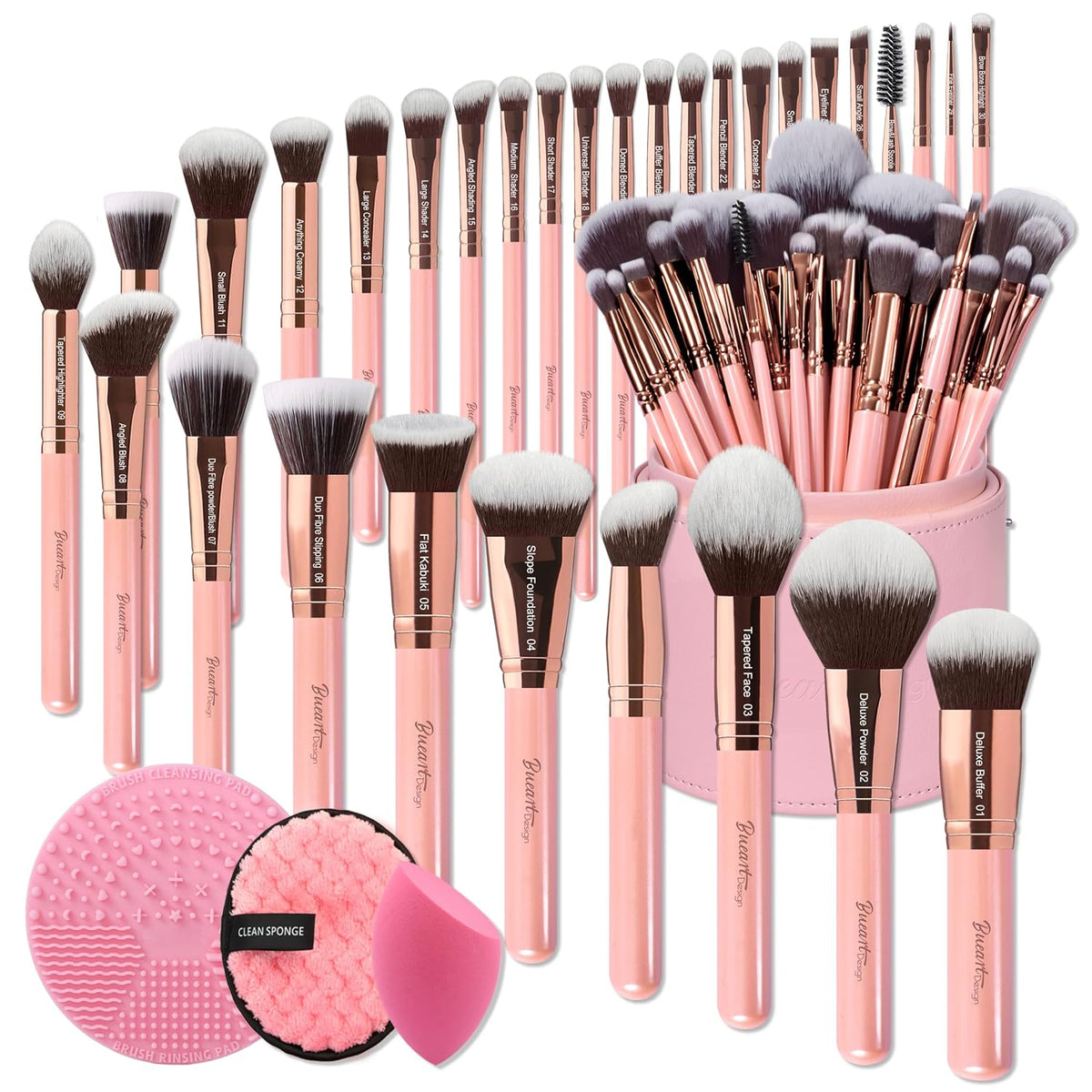 Bueart Design Juego de 30 piezas de brochas de maquillaje profesion...