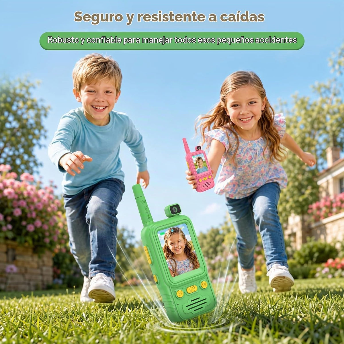 Walkie Talkies de video para niños, paquete de 2: recargable con cá...