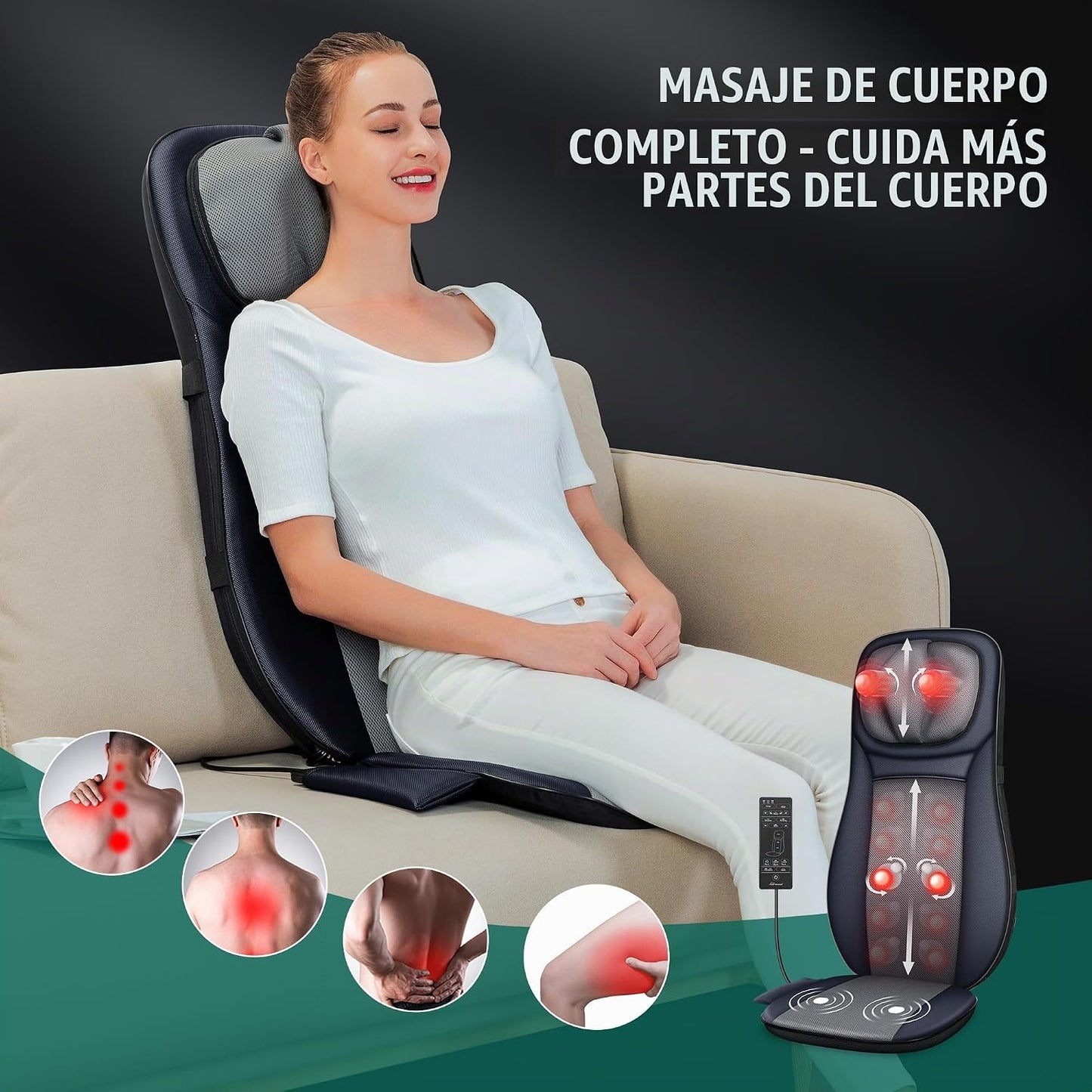 Snailax Shiatsu - Masajeador de cuello y espalda con calor, almohad...