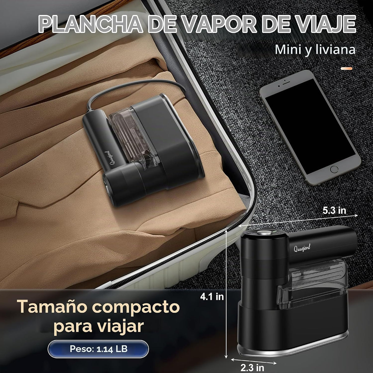 Vaporizador de viaje para ropa, plancha pequeña, vaporizador portát...
