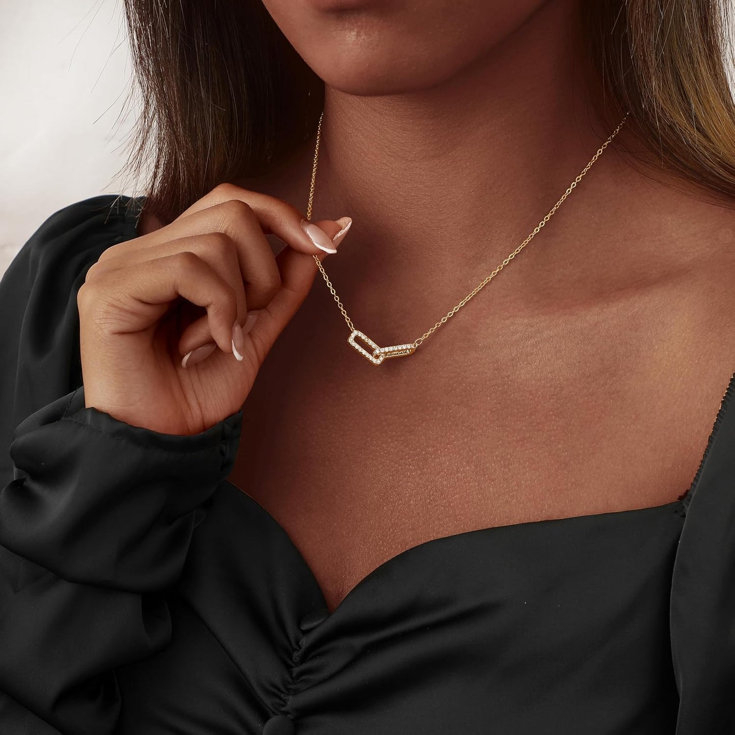 Coshilta Collares de oro en capas para mujer, chapado en plata de l...