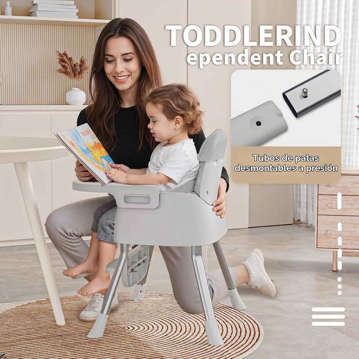 CheerKid Silla alta 3 en 1 para bebés para meses y niños pequeños,...