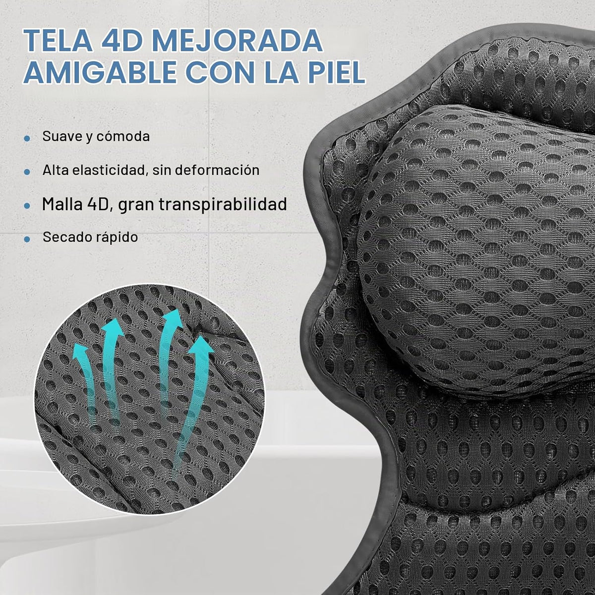 Almohada de baño SetSail, almohadas relajantes para bañera para apo...