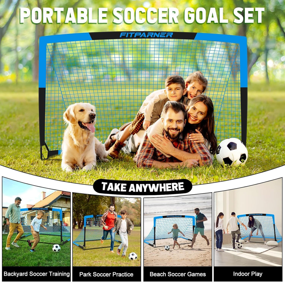 FITPARNER Arcos de Fútbol para Niños para Patio Trasero - Juego de...
