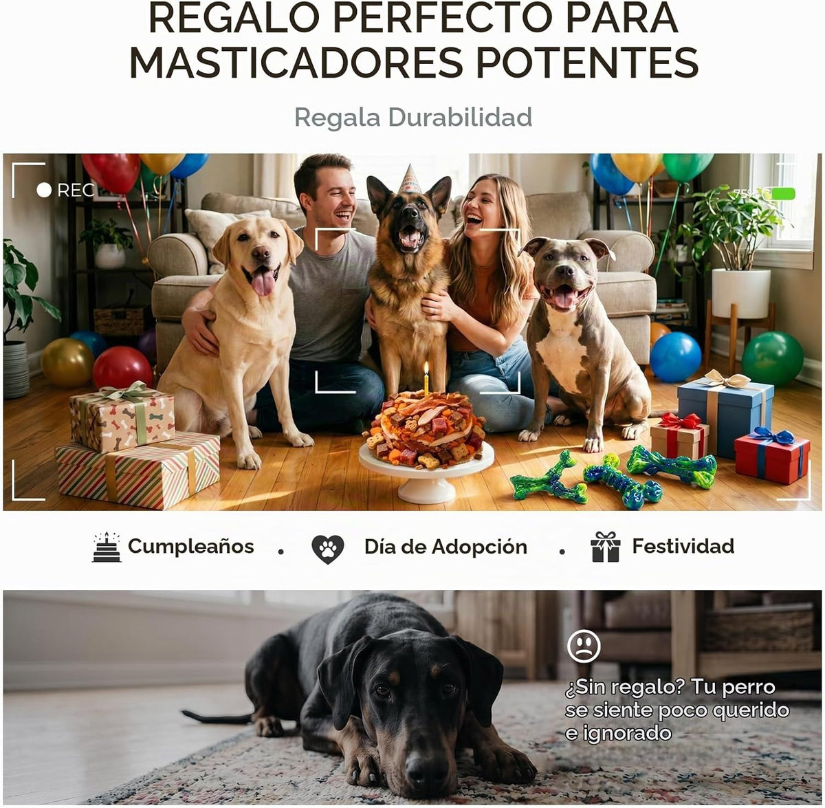 Kseroo Juguetes masticables para perros, paquete de 3, mantequilla...