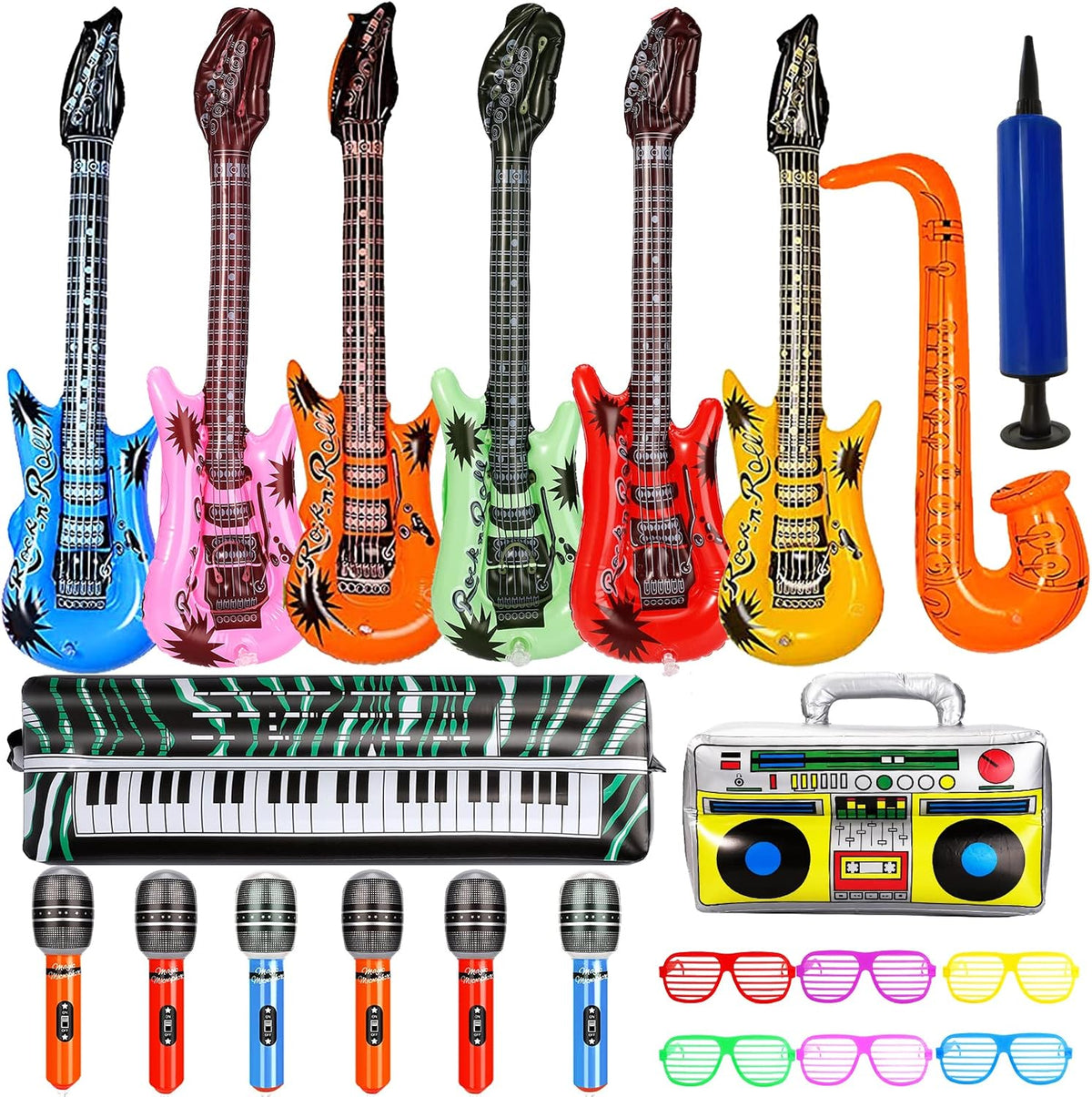 smilixin Paquete de 22 guitarras inflables, guitarra inflable, jugu...