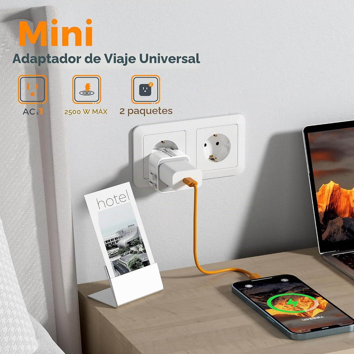 TESSAN Paquete de 2 adaptadores universales de viaje, adaptador de...