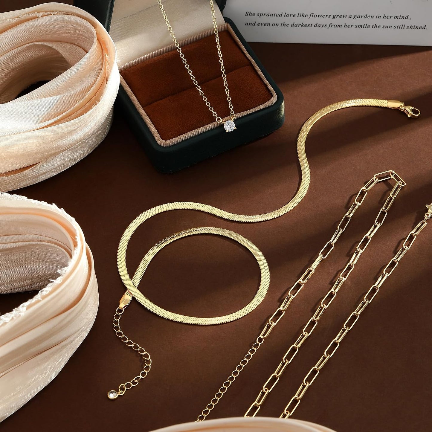 Coshilta Collares de oro en capas para mujer, chapado en plata de l...