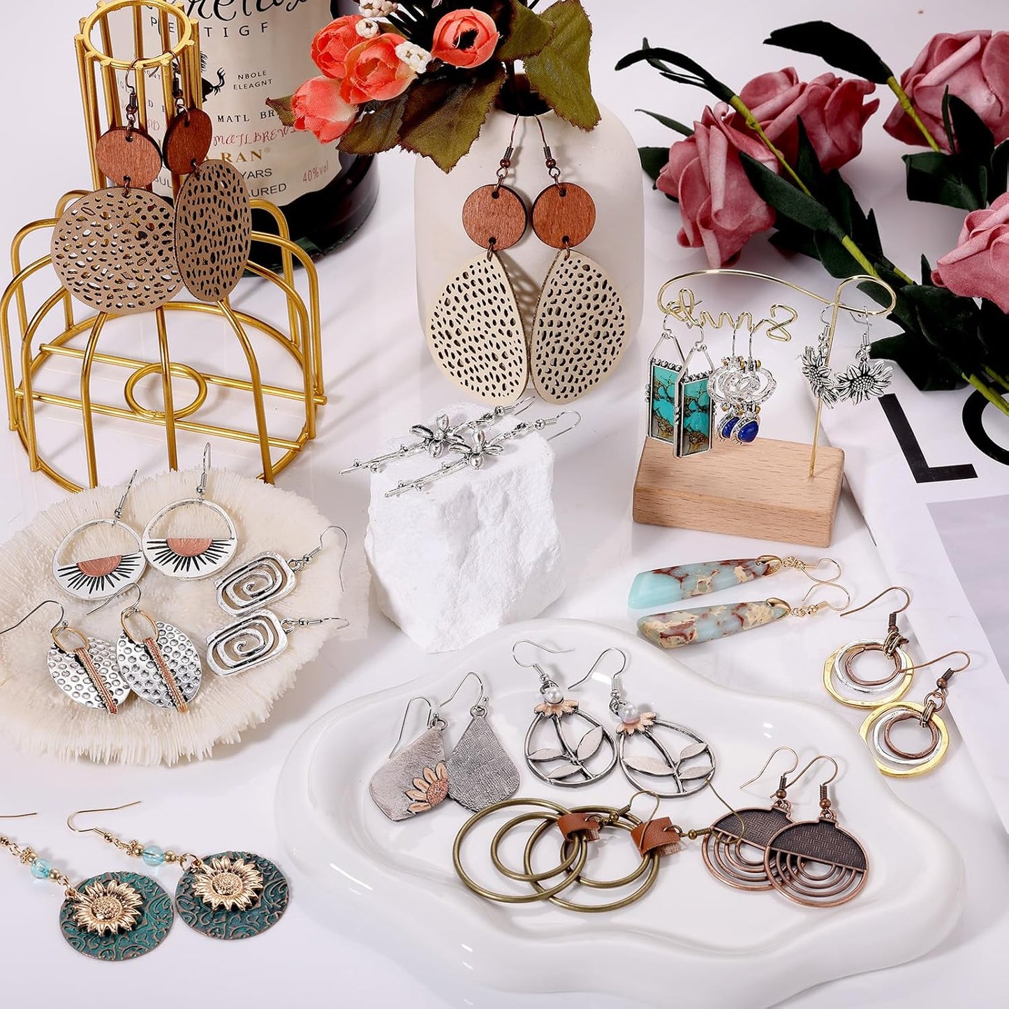 16 pares de aretes para mujeres de moda, Funtopia aretes bohemios c...