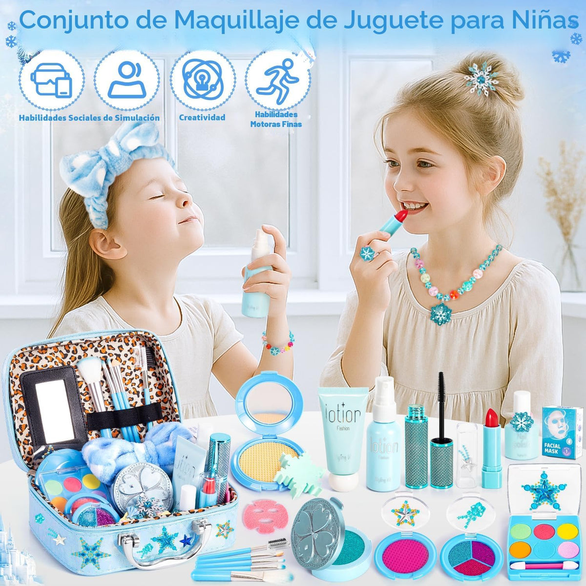 Hohosunlar Maquillaje de simulación Frozen para niñas, juguetes 3-5...
