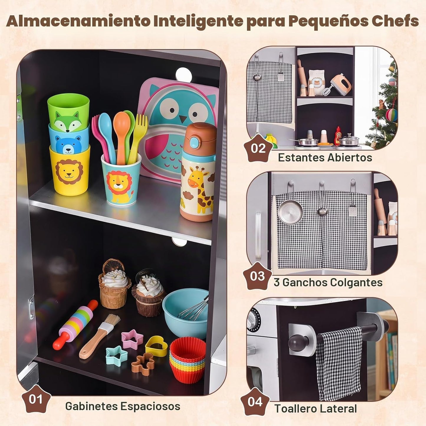 Costzon Cocina de Juguete para Niños, Conjunto de Cocina de Madera...