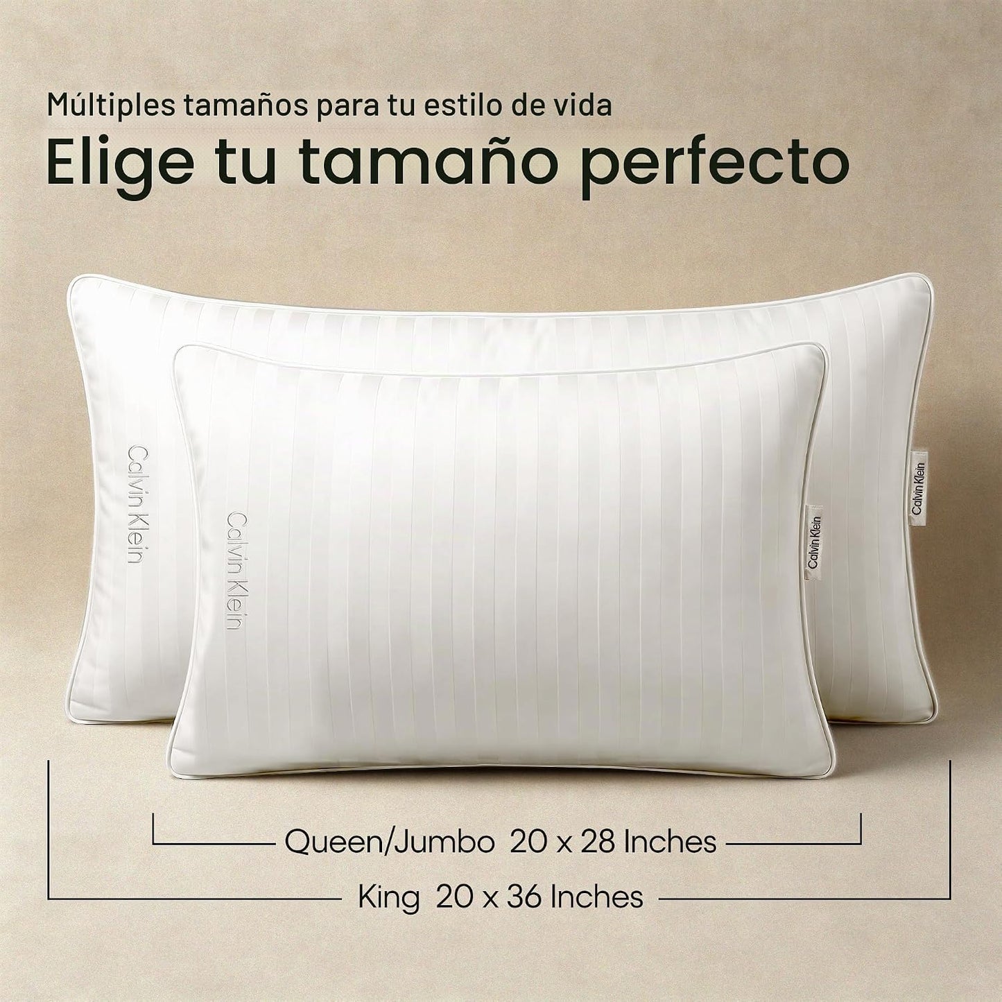 Juego de 2 almohadas de plumón de plumas Calvin Klein tamaño king,...