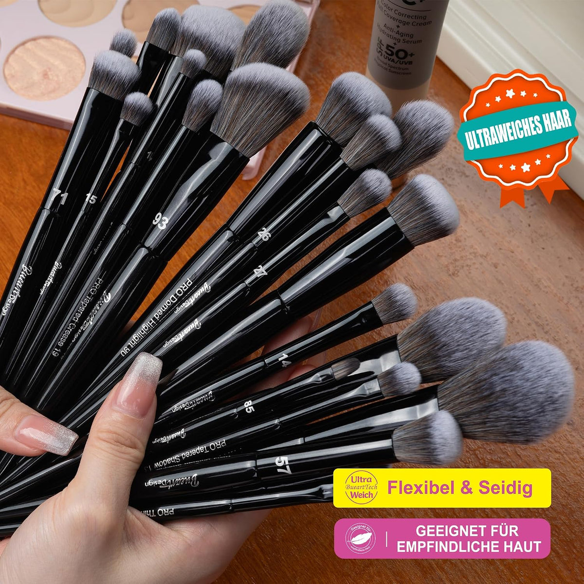 Bueart Design Juego de 32 brochas de maquillaje de grado PRO con so...