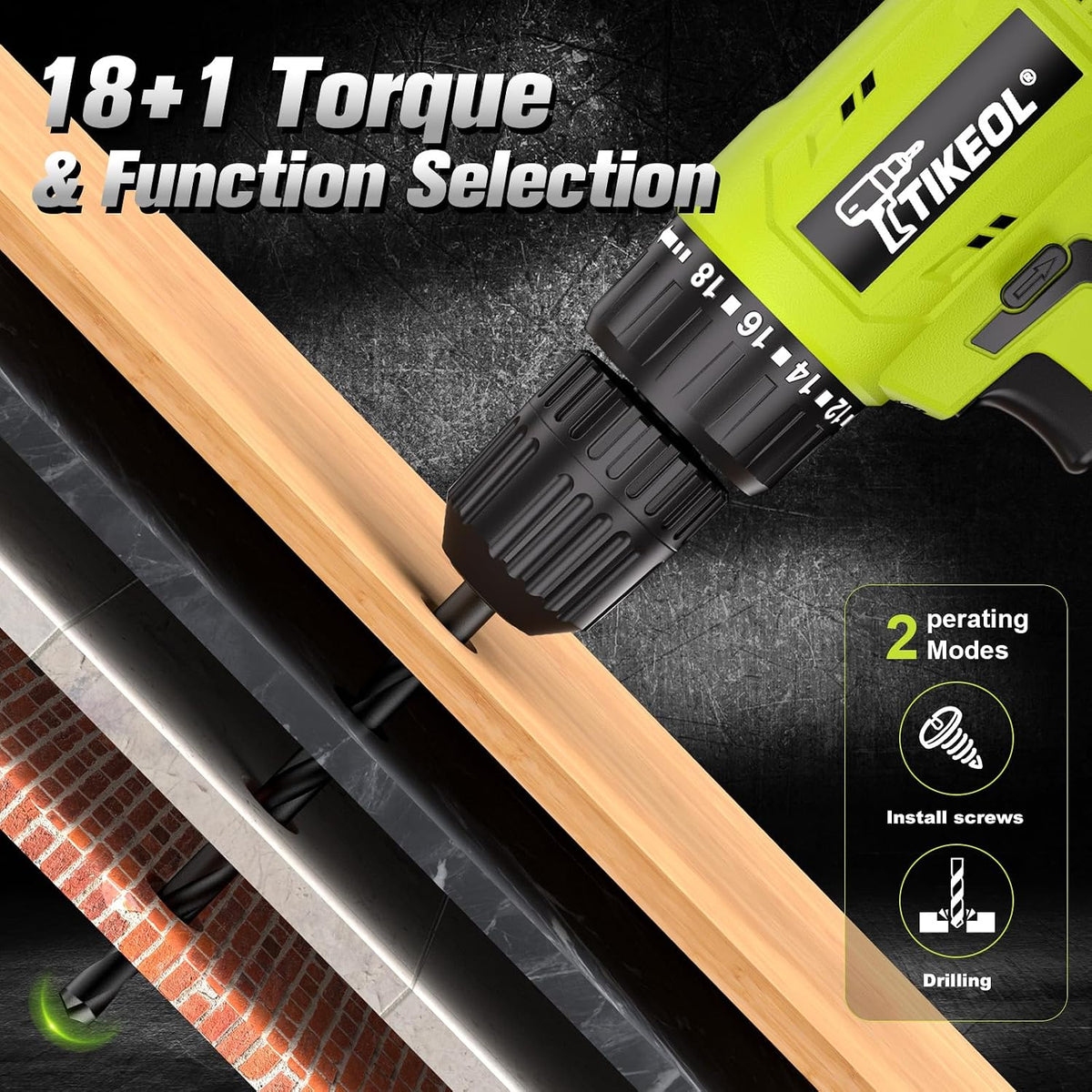 TIKEOL Juego de taladro inalámbrico de 12 V con batería y cargador,...