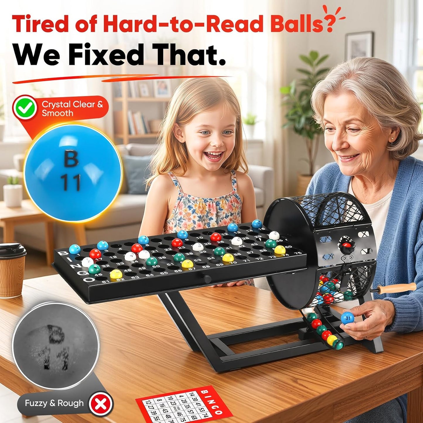 AugFir Juego de bingo profesional de lujo, juegos de bingo de mesa...