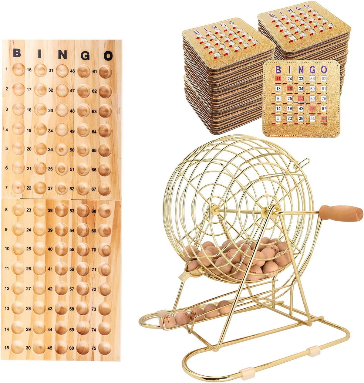 GSE Deluxe Juego de Bingo Juego de Bingo, jaula grande de latón, 10...