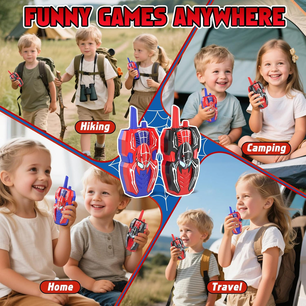Walkie Talkies para niños, juguetes de araña, paquete de 2 juguetes...