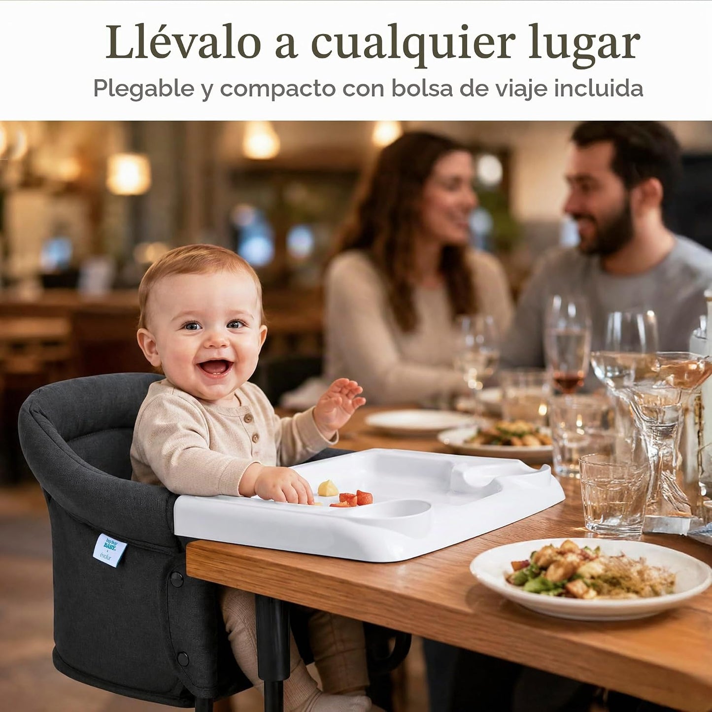 Evolur Silla alta de bebé de gancho, asiento de comedor portátil co...