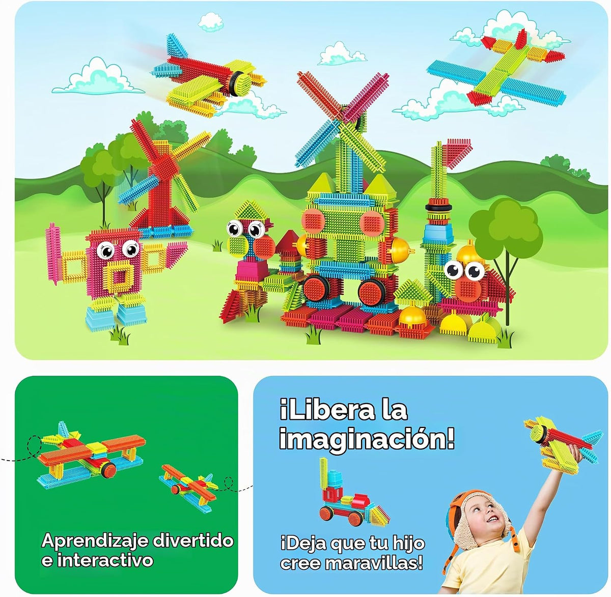 Picasso Toys Bloques de Erizo 4 Figuras de Personajes de Acción Fam...