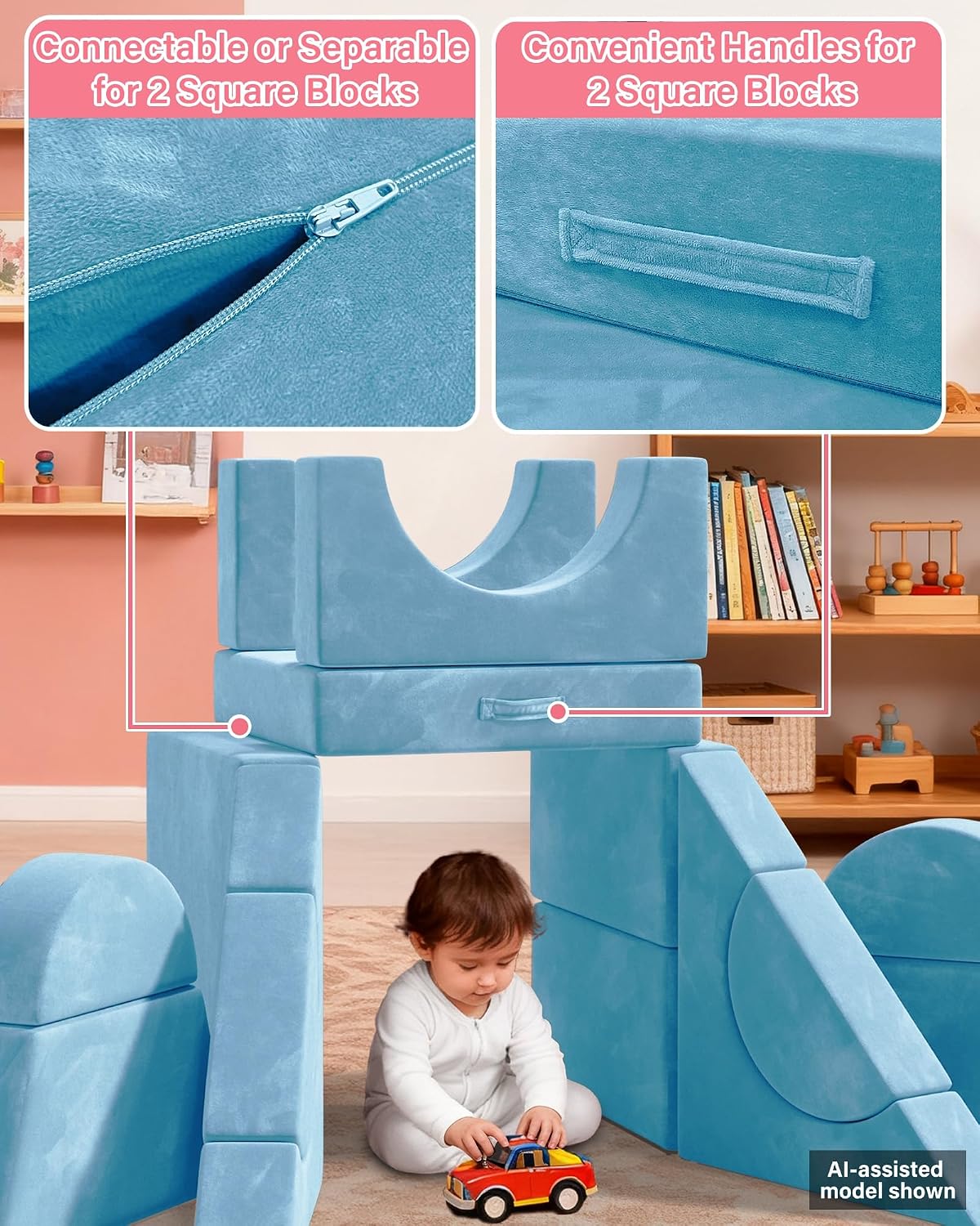 YEFU 15 piezas de espuma de juego modular para niños pequeños, mueb...