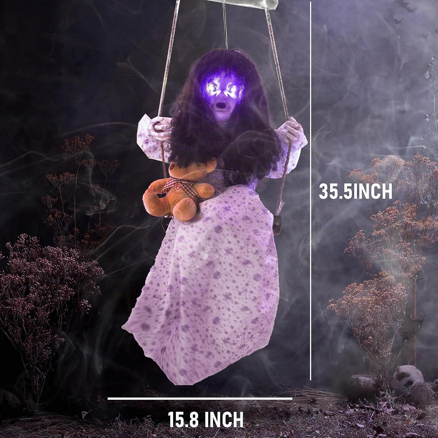 Hourleey Decoraciones de Halloween al aire libre, muñeca colgante o...