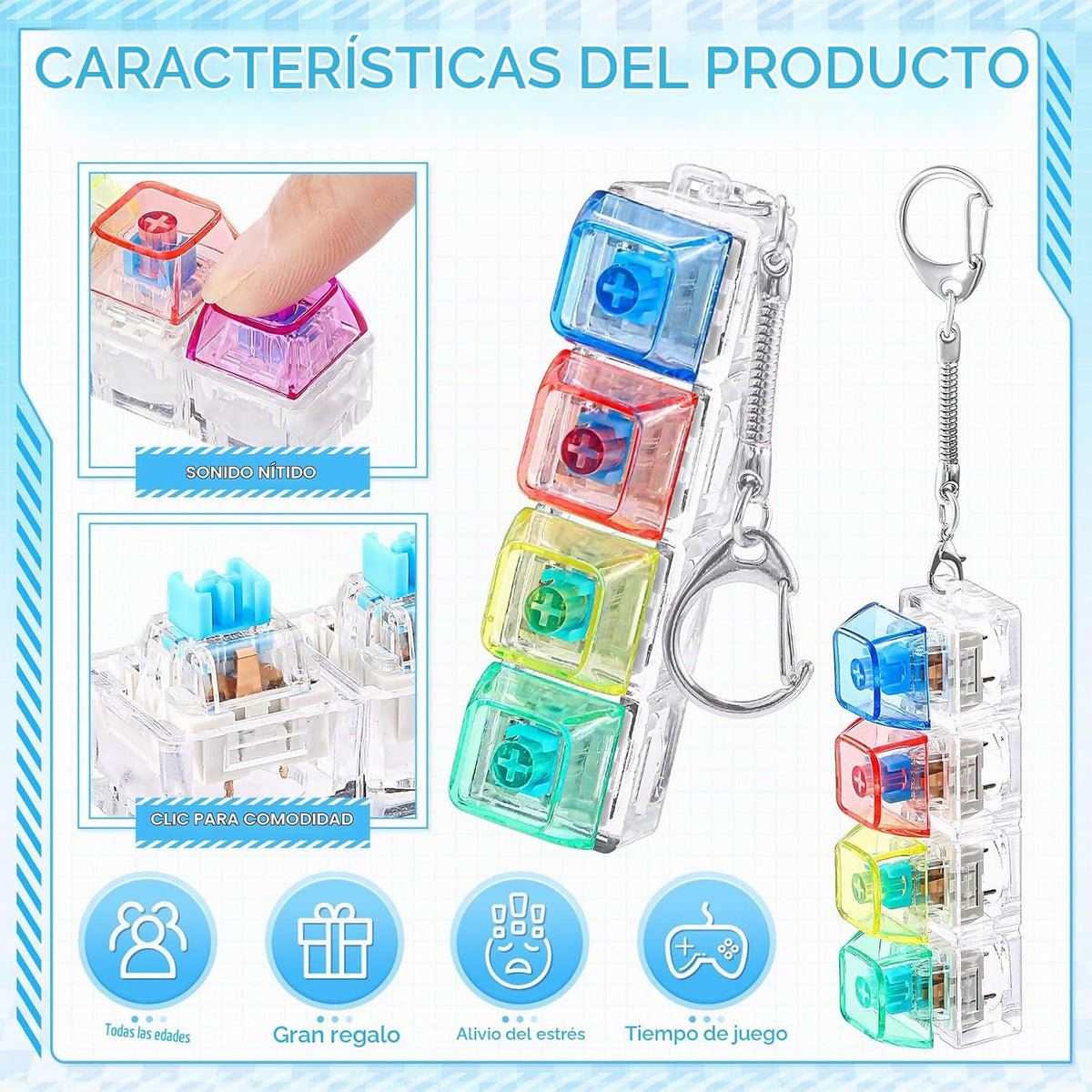 Halloscume 4 Piezas Juguete Fidget de Teclado para Adultos Juguete...