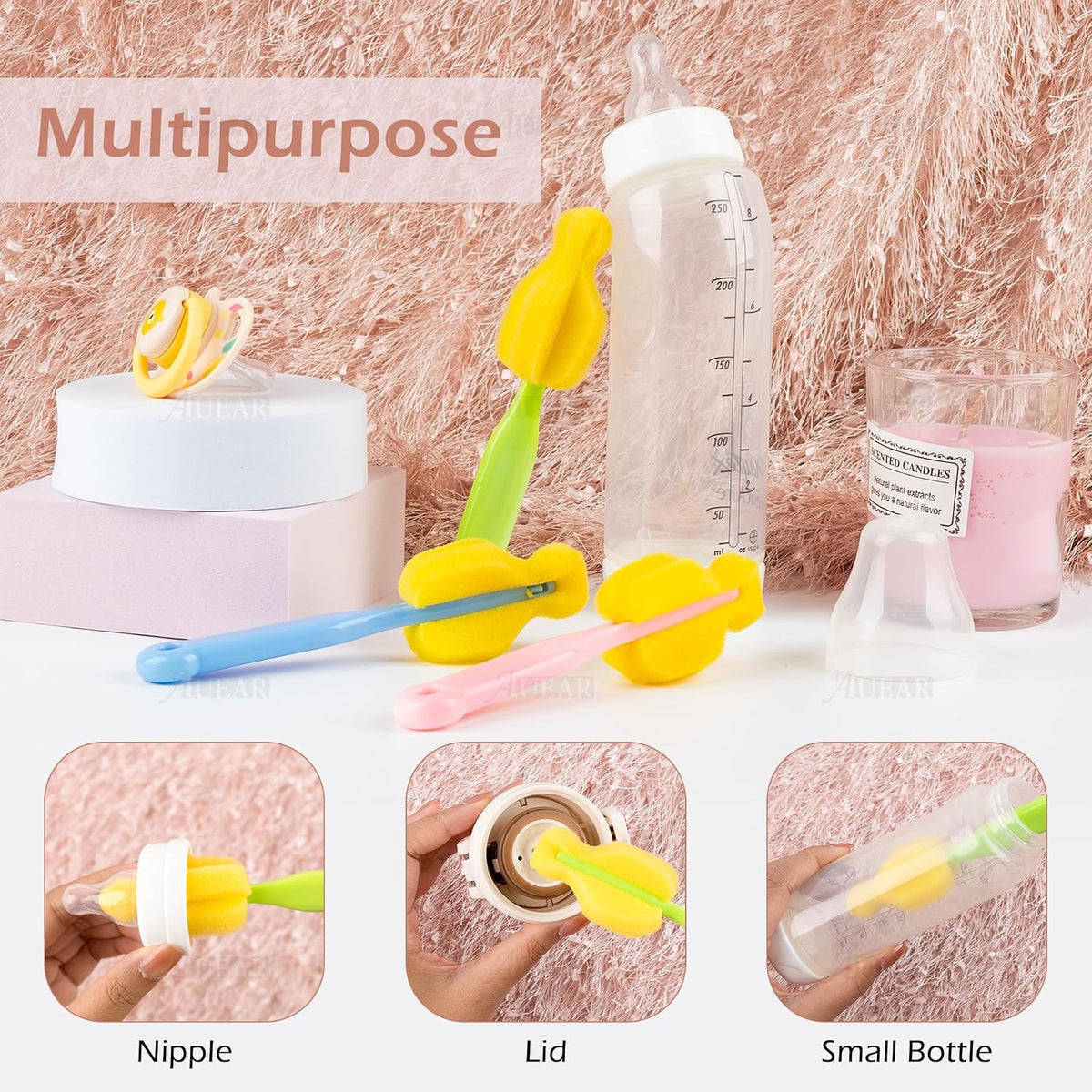 AUEAR, Juego de cepillos para pezones para biberones y accesorios (...
