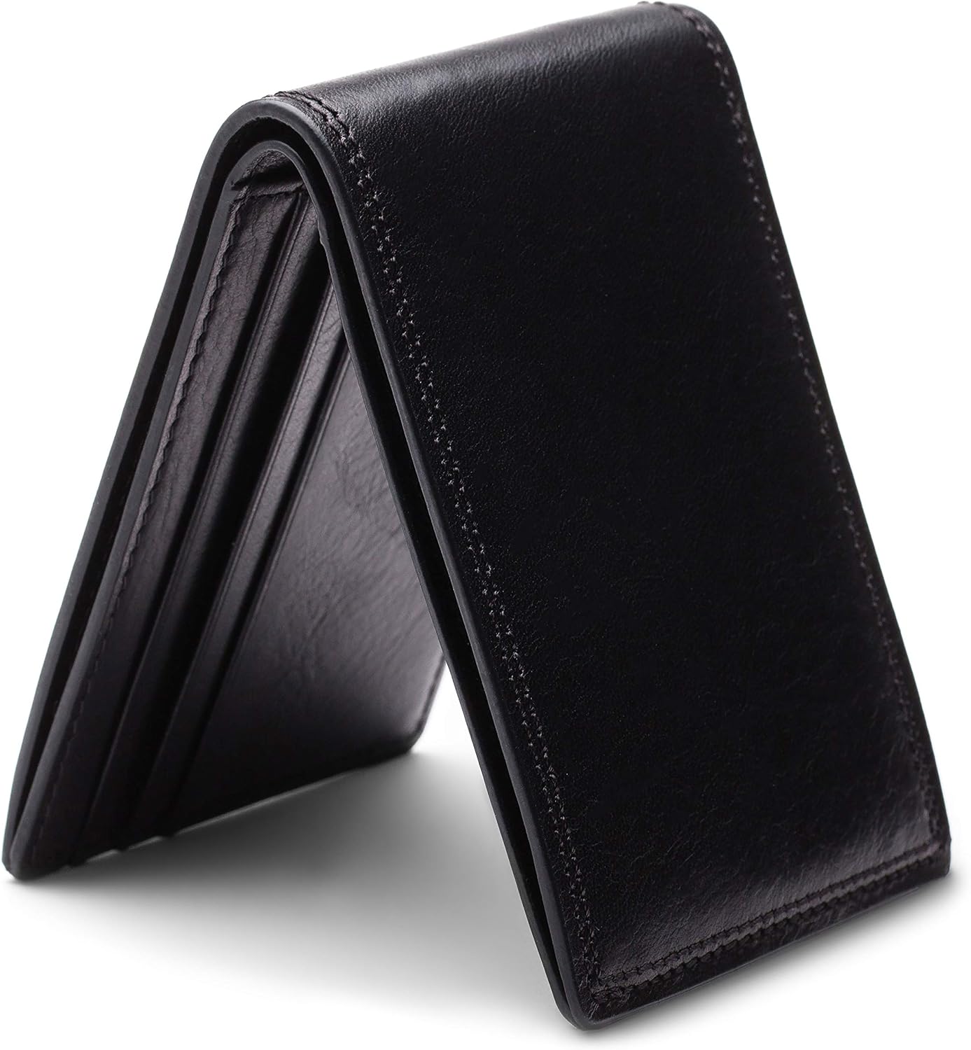 Bosca Billetera pequeña de cuero plegable para hombre, Negro -, Col...