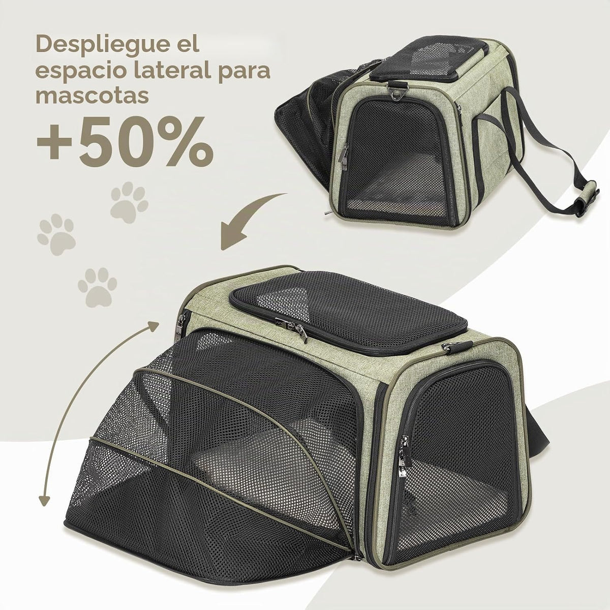 Petsfit Transportador de gatos mediano expandible para viajes aéreo...