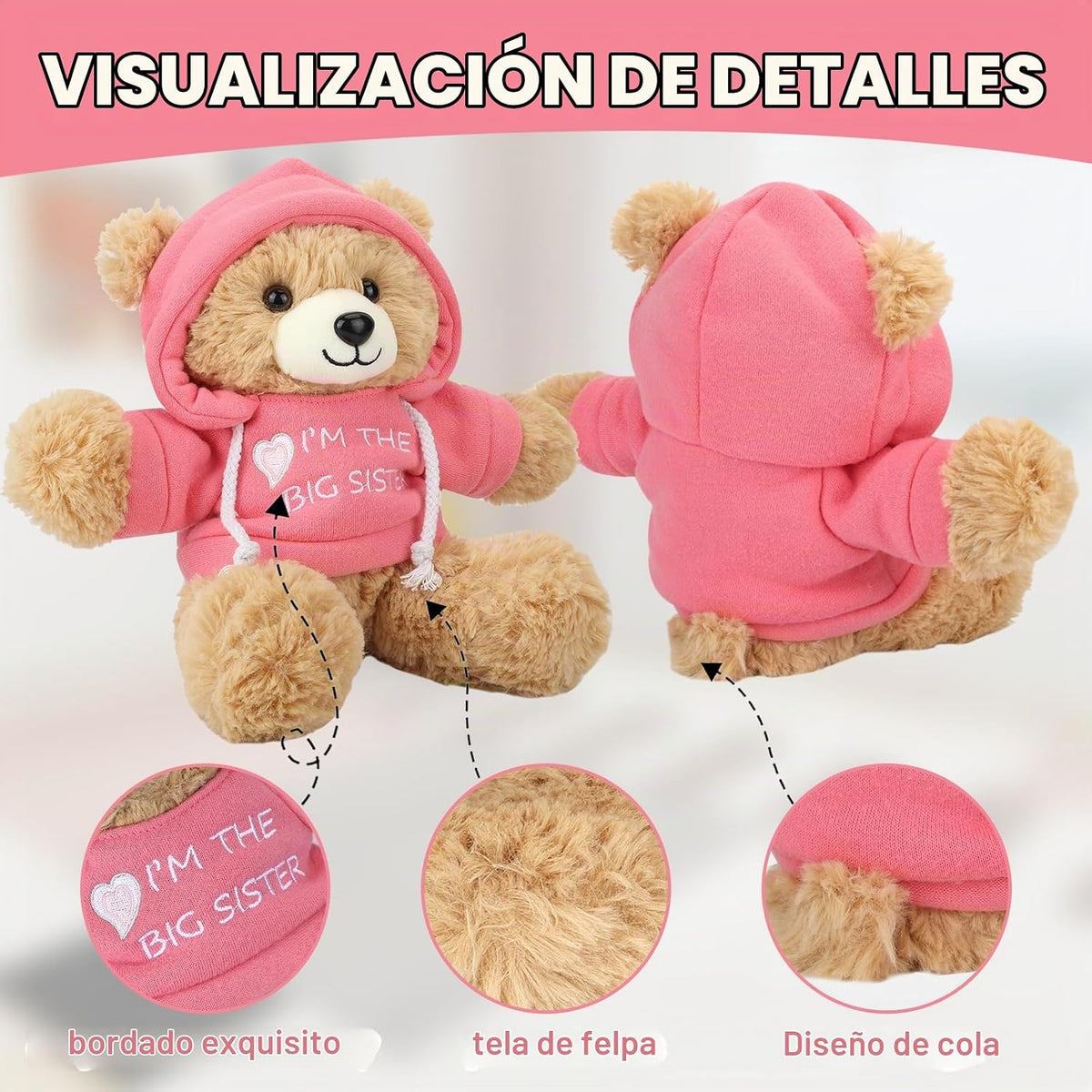 Osacoe "I'm The Big Sister" - Oso de peluche con caja d...